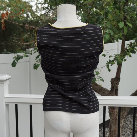 Escada Black and Yellow striped Tank Top - Picture 3 of 3
